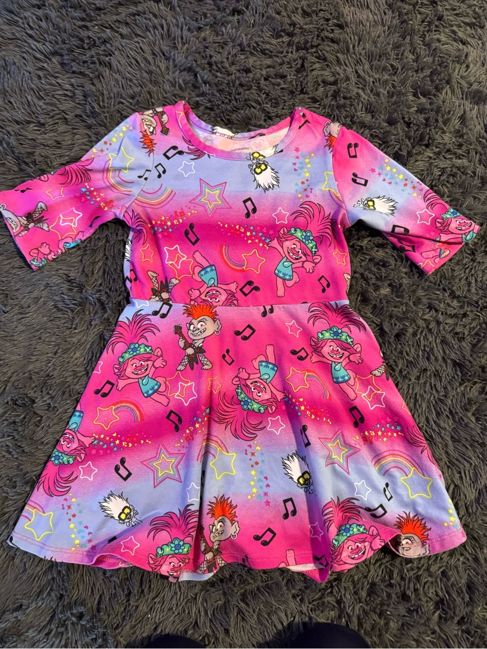 Trolls Pink Purple Gradient Skater Dress with Character Print